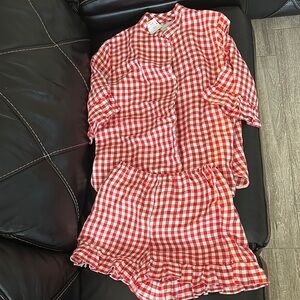 Sleeper Red and White Checkered Pajama Set